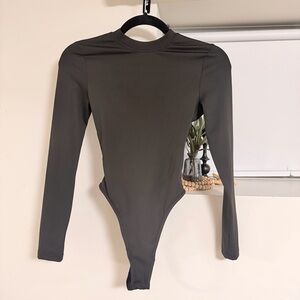 Long Sleeve Backless Mock Neck Bodysuit